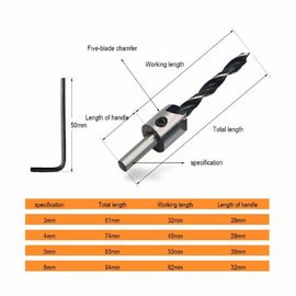 HSS Brad Point Countersink Forgeur de pièces 5 pièces DIN/ANSI