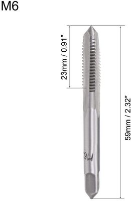 HSS M6 Taps à main Flûte droite 1 tonneau fil métrique