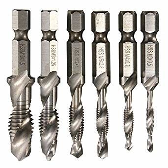 6pcs 1/4&quot; peu de perceuse de robinet de torsion de HSS de jambe de sortilège M3-M10 réglé pour la coupe de tapement de forage