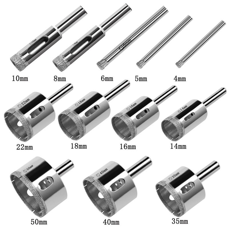 Jeu de 12 mèches à diamant pour carrelage et céramique, 4-50mm