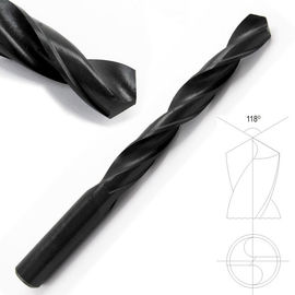 DIN338 Bits de forage HSS à rampe droite Oxyde noir point de 118 degrés