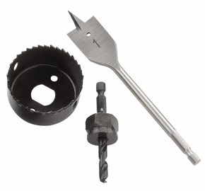 Le trou scie le kit avec le peu de perceuse plat et le coupeur de trou pour l'installation de serrure de porte
